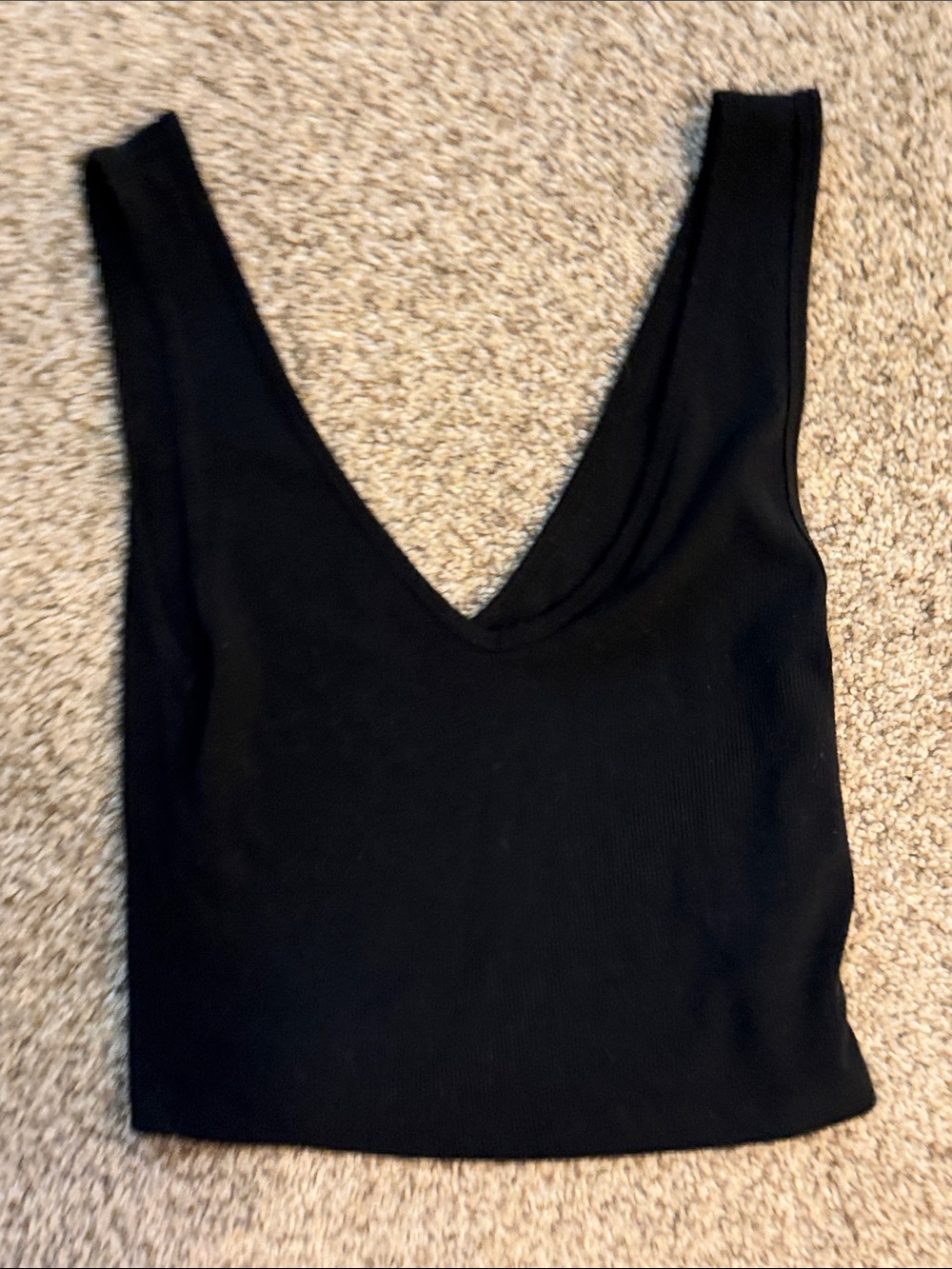 Abercrombie & Fitch Black V-Neck Ribbed Crop Tank